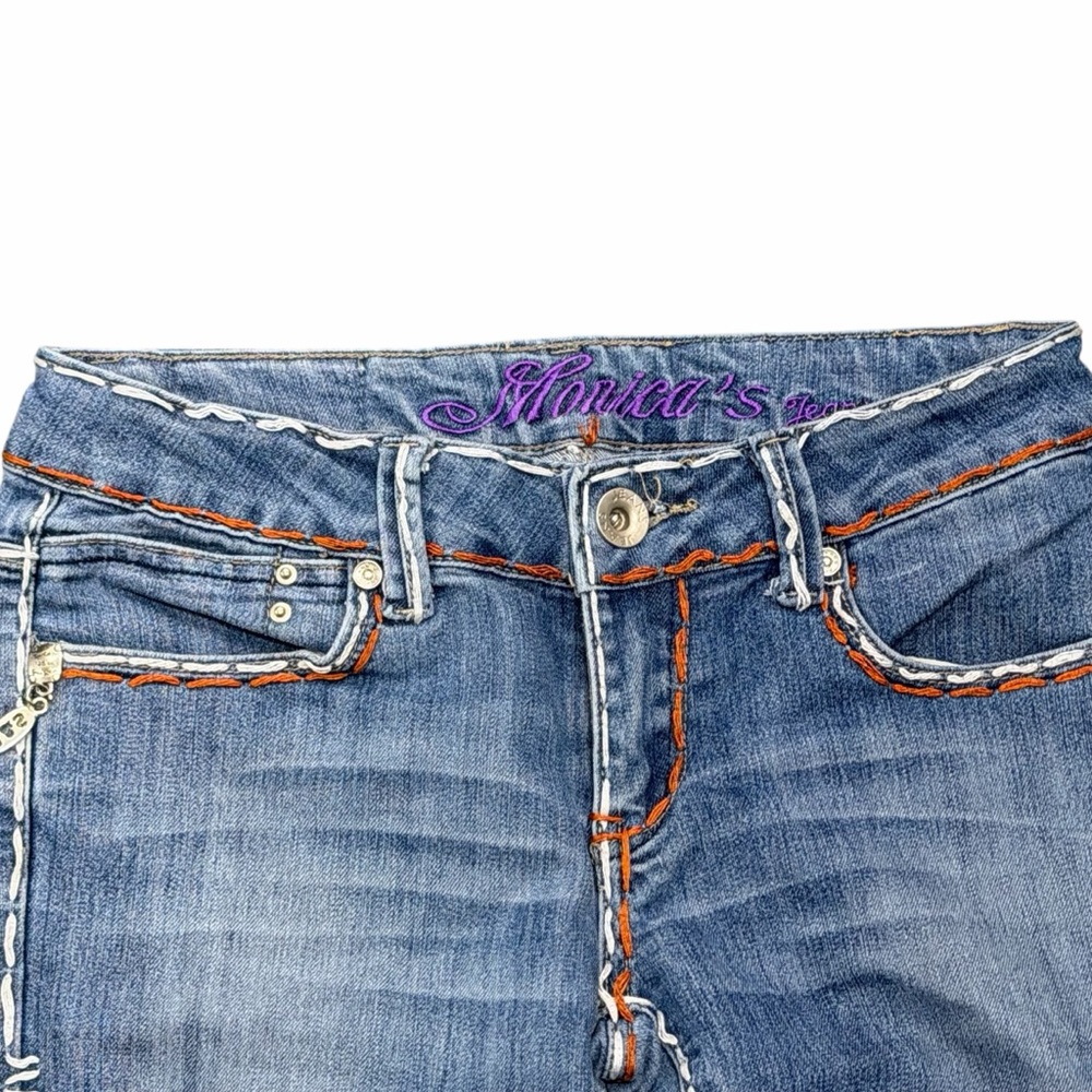 Y2K Monica’s Jeans Low Rise Bootcut Rhinestone Denim - Picture 3 of 4